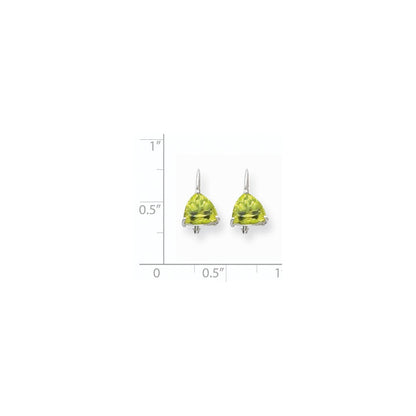 14K Weißgold Ohrringe mit 7mm Trillion-Peridot und Leverback-Verschluss