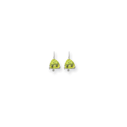 14K Weißgold Ohrringe mit 7mm Trillion-Peridot und Leverback-Verschluss
