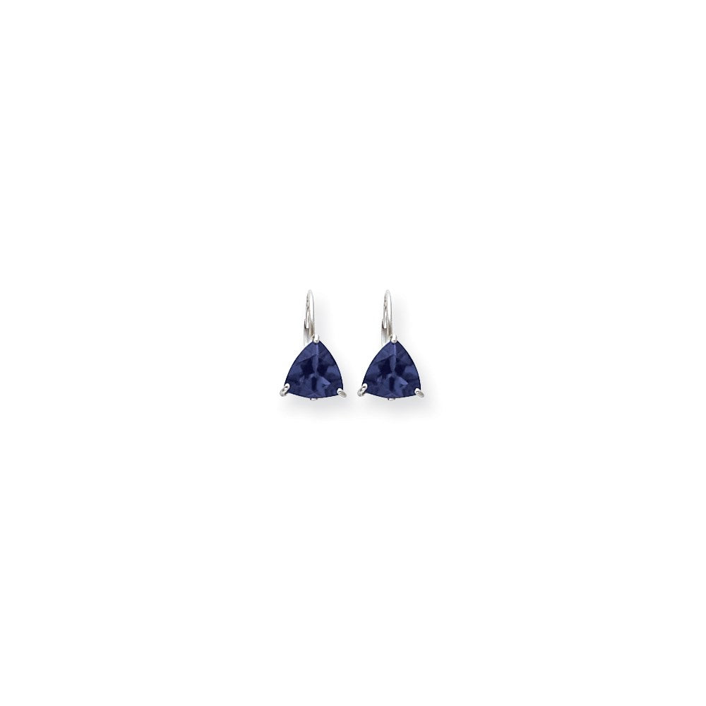 14K Weißgold Ohrringe mit Saphir, 7 mm, Brisurverschluss