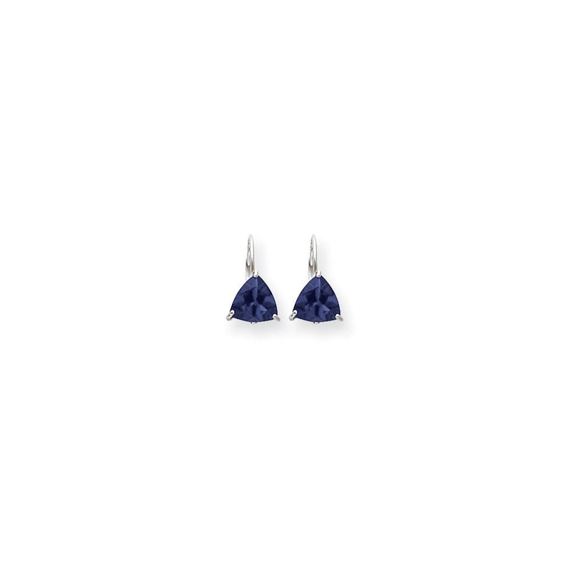 14K Weißgold Ohrringe mit Saphir, 7 mm, Brisurverschluss