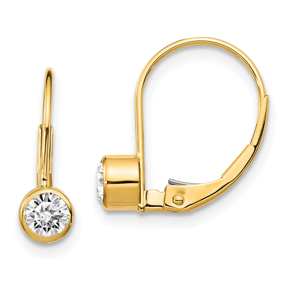 14K Gelbgold Ohrringe mit echten Diamanten und Leverback-Verschluss