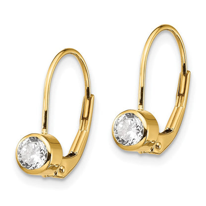 14K Gelbgold Ohrhänger mit Zirkonia, 4 mm, mit Klappbrisur