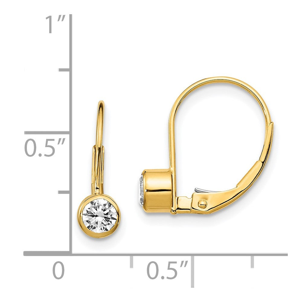 14K Gelbgold Ohrhänger mit Zirkonia, 4 mm, mit Klappbrisur