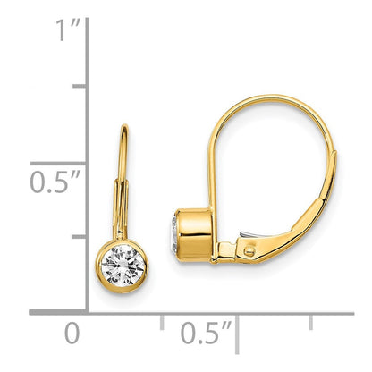14K Gelbgold Ohrhänger mit Zirkonia, 4 mm, mit Klappbrisur