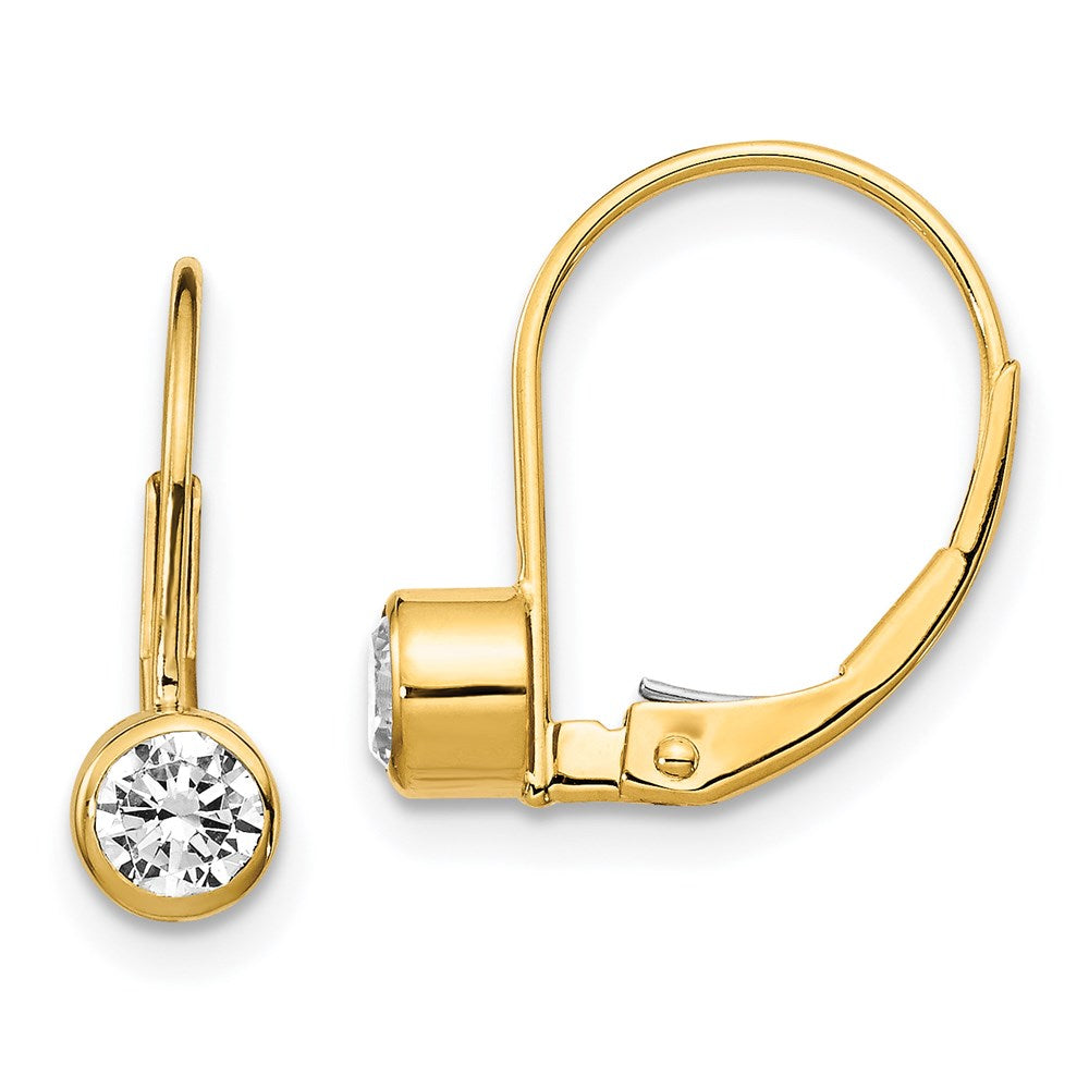 14K Gelbgold Ohrhänger mit Zirkonia, 4 mm, mit Klappbrisur