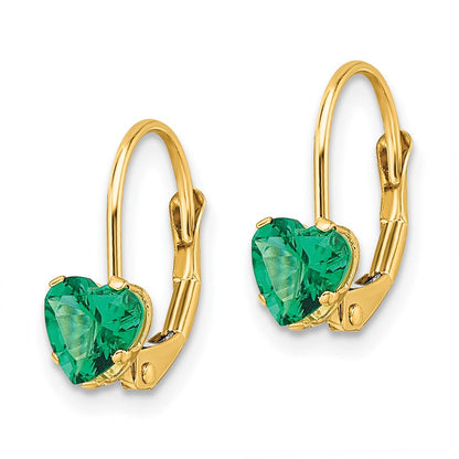 14K Gelbgold Ohrhänger mit 5-mm-Herz-Mount-St.-Helens-Stein und Leverback-Verschluss