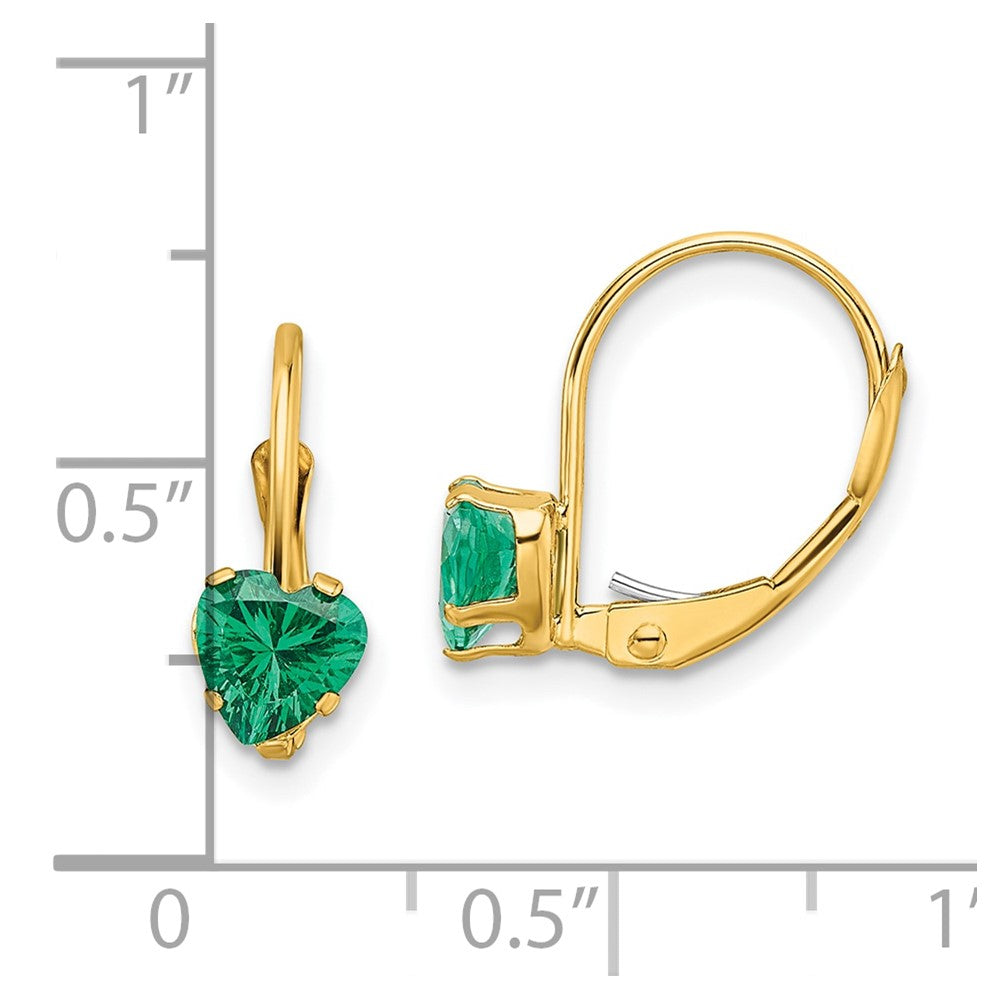 14K Gelbgold Ohrhänger mit 5-mm-Herz-Mount-St.-Helens-Stein und Leverback-Verschluss