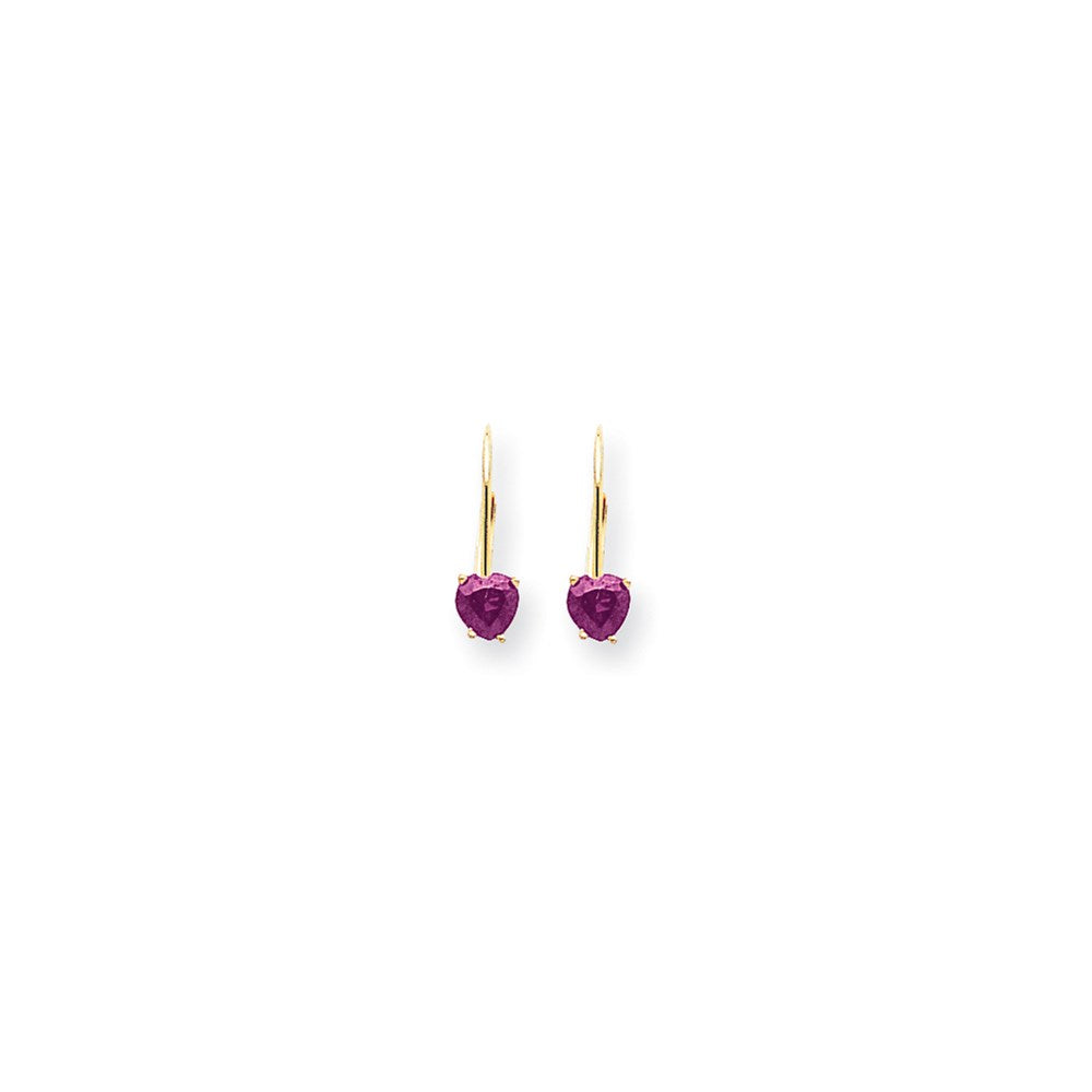 14K Gelbgold Ohrringe mit 5-mm-Herz-Rosa-Saphir