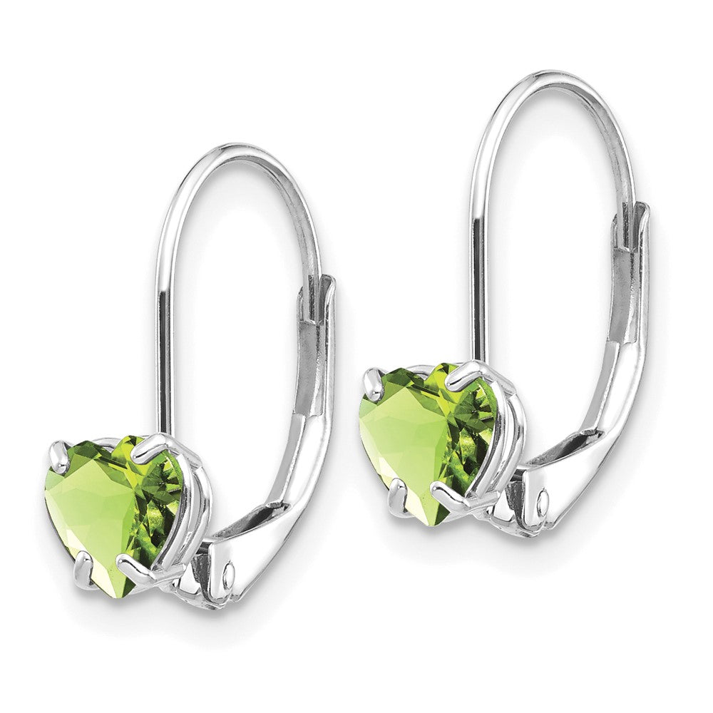 14K Weißgold Ohrringe mit 5-mm-Herz-Peridot und Klappbrisur