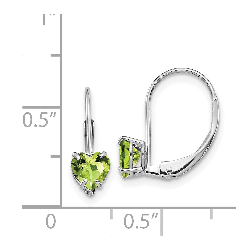 14K Weißgold Ohrringe mit 5-mm-Herz-Peridot und Klappbrisur