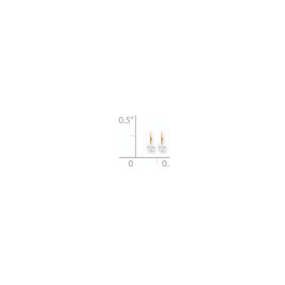 14K Gelbgold Ohrringe mit Leverback-Verschluss und 5 mm Zirkonia im Prinzessschliff