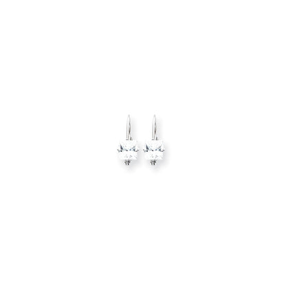 14K Weißgold Ohrringe mit 5 mm Princess-Schliff Zirkonia und Leverback-Verschluss