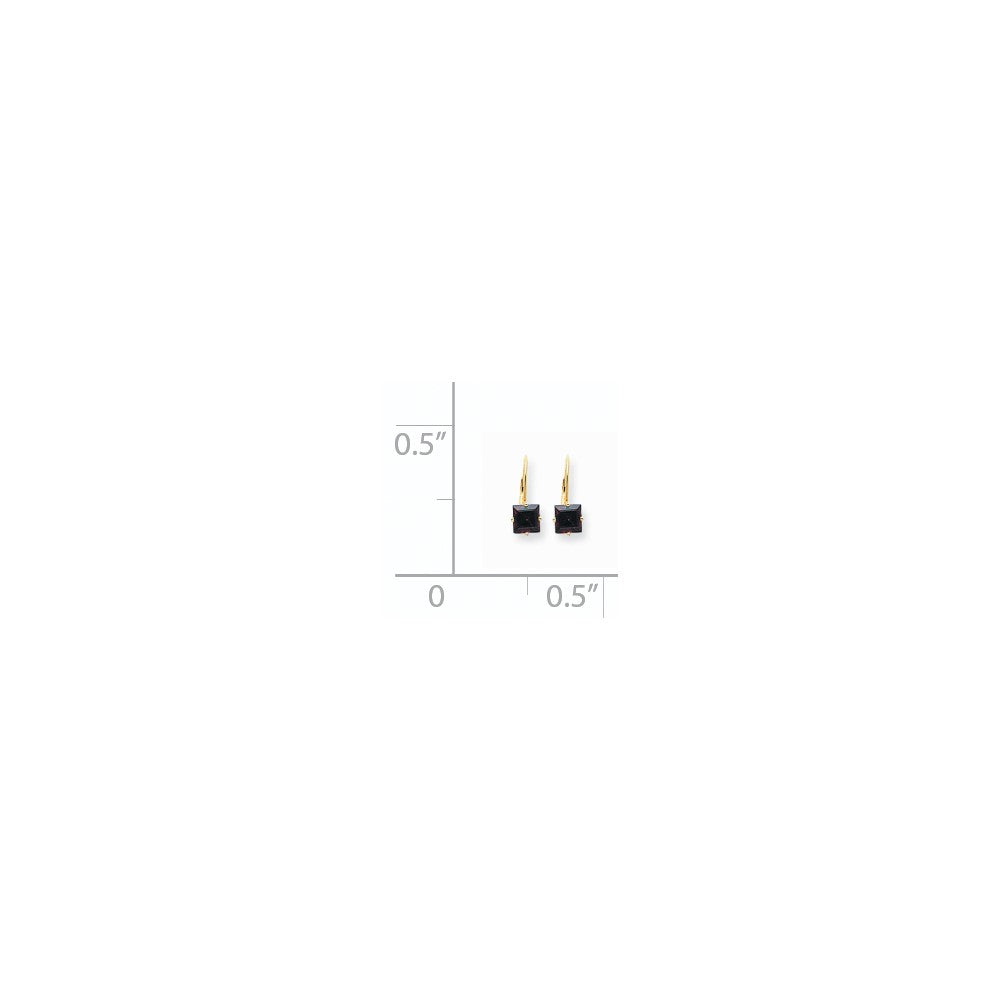 14K Gelbgold Ohrringe mit 6 mm Granat im Prinzessschliff und Brisurverschluss