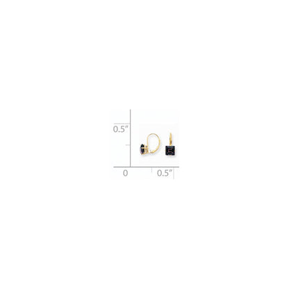 14K Gold Ohrringe mit Amethyst im Prinzessschliff, 7 mm, Leverback-Verschluss