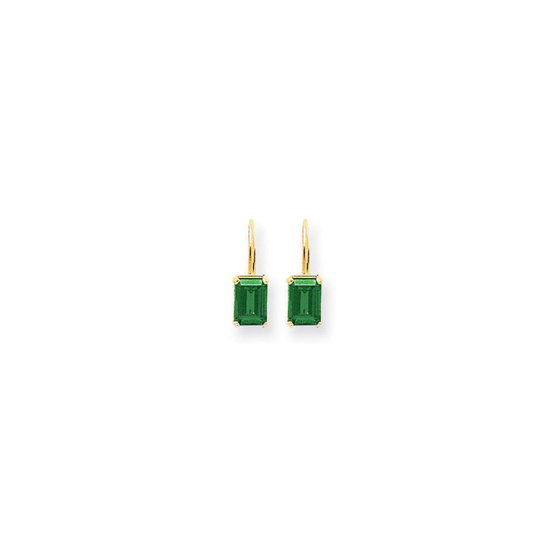 14K Gelbgold Ohrringe mit 7x5 mm Smaragden im Smaragdschliff