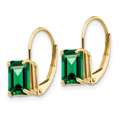 14K Gelbgold Ohrhänger im Emerald-Schliff, 7x5 mm, mit Mount-St.-Helens-Stein und Leverback-Verschluss