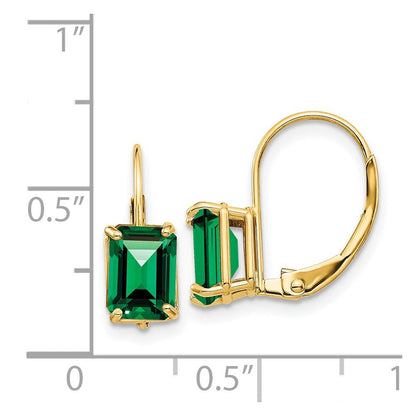 14K Gelbgold Ohrhänger im Emerald-Schliff, 7x5 mm, mit Mount-St.-Helens-Stein und Leverback-Verschluss