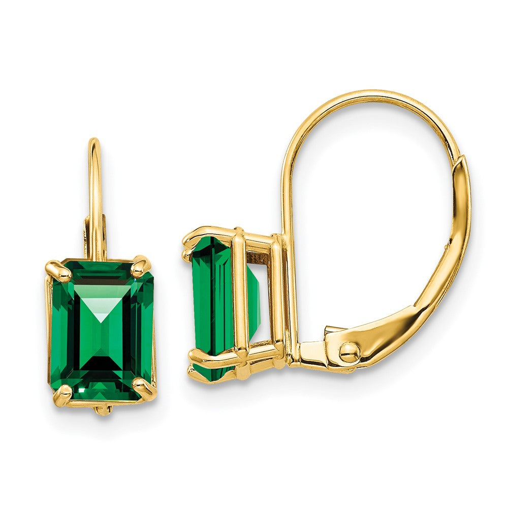 14K Gelbgold Ohrhänger im Emerald-Schliff, 7x5 mm, mit Mount-St.-Helens-Stein und Leverback-Verschluss
