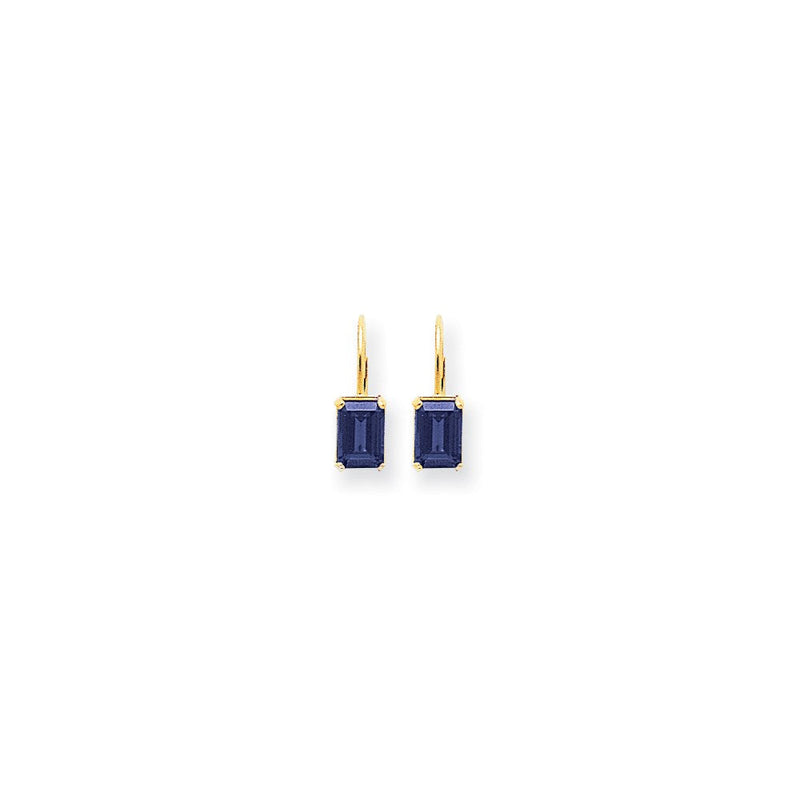 14K Gelbgold Ohrringe mit Saphir im Smaragdschliff, 7 x 5 mm