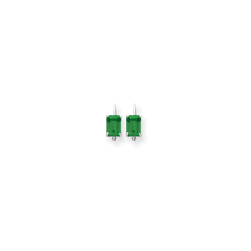 14K Weißgold Ohrringe mit Smaragd im Emerald-Cut, 7 x 5 mm