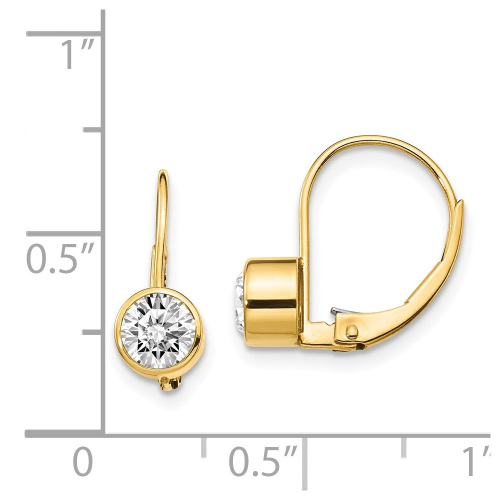 14K Gelbgold AAA Echte Diamant-Ohrhänger mit Hebelverschluss