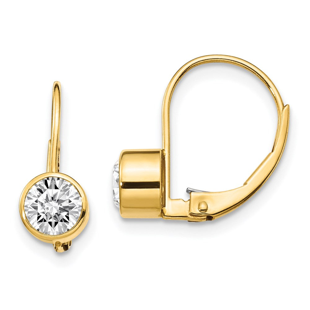 14K Gelbgold AAA Echte Diamant-Ohrhänger mit Hebelverschluss