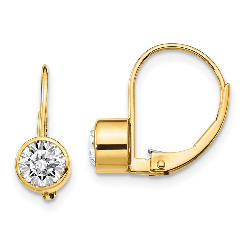 14K Gelbgold AAA Echte Diamant-Ohrhänger mit Hebelverschluss