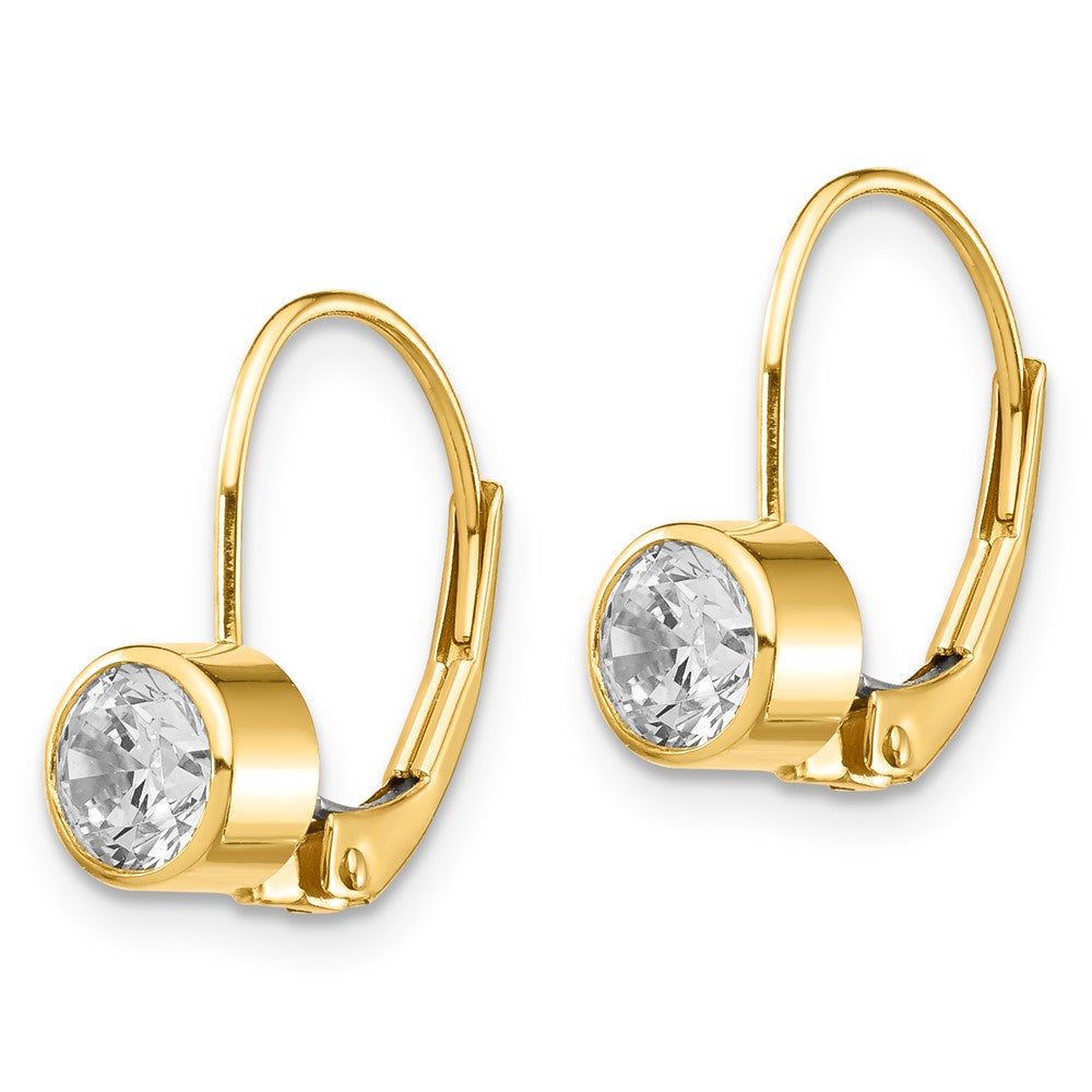 14K Gelbgold Ohrhänger mit Zirkonia, 5 mm, Leverback-Verschluss