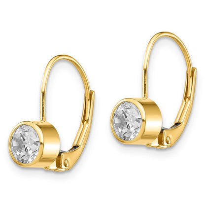 14K Gelbgold Ohrhänger mit Zirkonia, 5 mm, Leverback-Verschluss