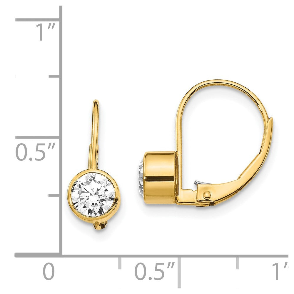 14K Gelbgold Ohrhänger mit Zirkonia, 5 mm, Leverback-Verschluss