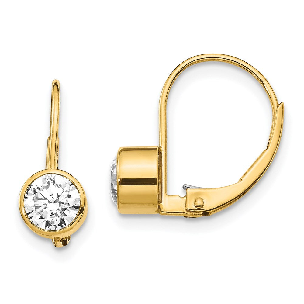 14K Gelbgold Ohrhänger mit Zirkonia, 5 mm, Leverback-Verschluss
