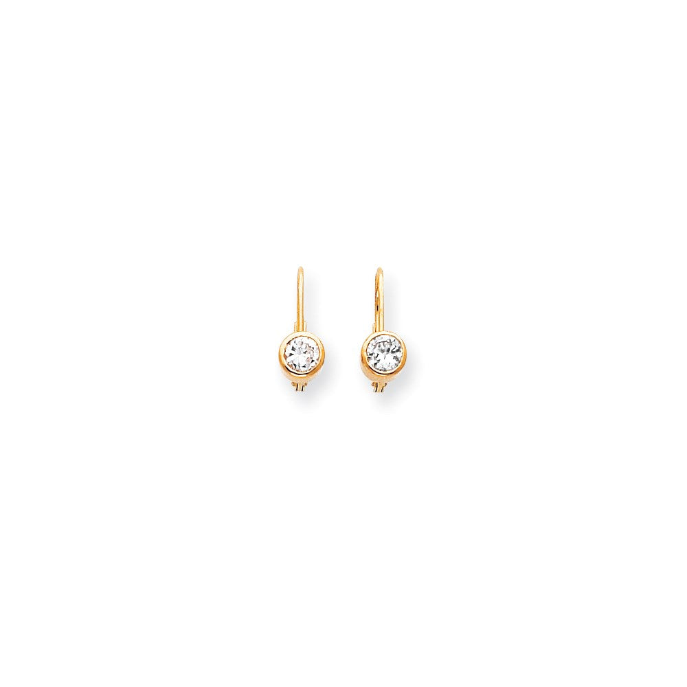 14K Gelbgold Ohrringe mit echten AAA-Diamanten und Hebelverschluss