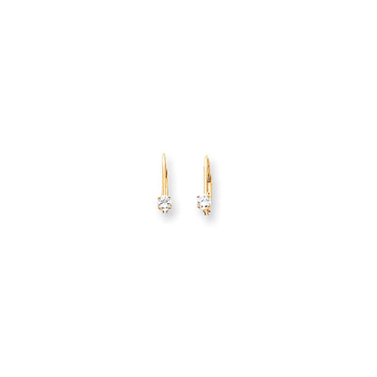 14K Gelbgold Ohrringe mit AAA echten Diamanten und Hebelverschluss