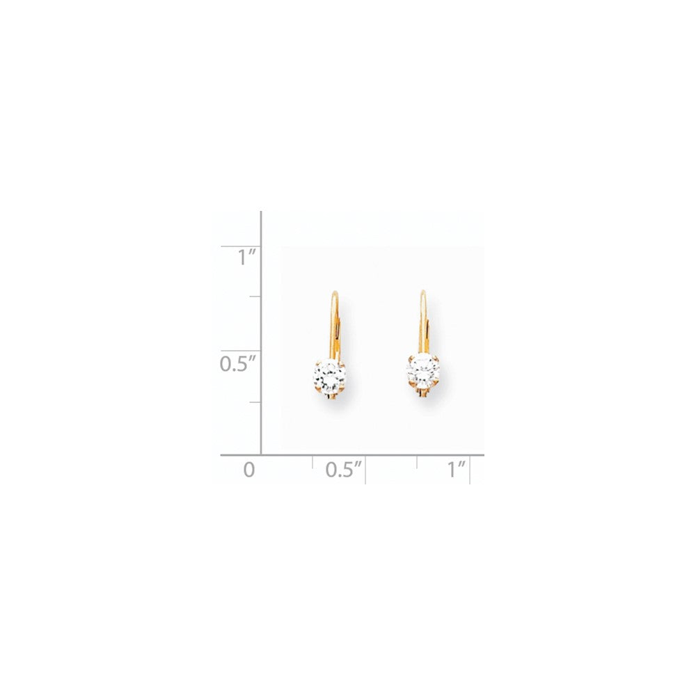 14K Gelbgold Ohrringe mit 4-mm-Zirkonia und Leverback-Verschluss