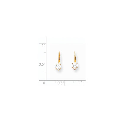 14K Gelbgold Ohrringe mit 4-mm-Zirkonia und Leverback-Verschluss