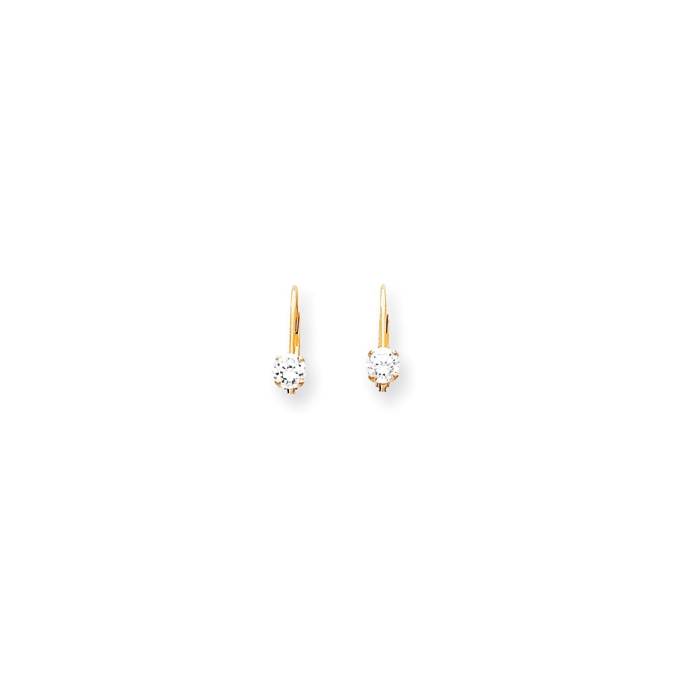 14K Gelbgold Ohrringe mit 4-mm-Zirkonia und Leverback-Verschluss