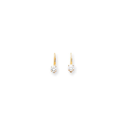 14K Gelbgold Ohrringe mit 4-mm-Zirkonia und Leverback-Verschluss
