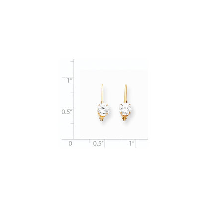 14K Gelbgold Ohrringe mit Zirkonia, 5 mm, mit Leverback-Verschluss