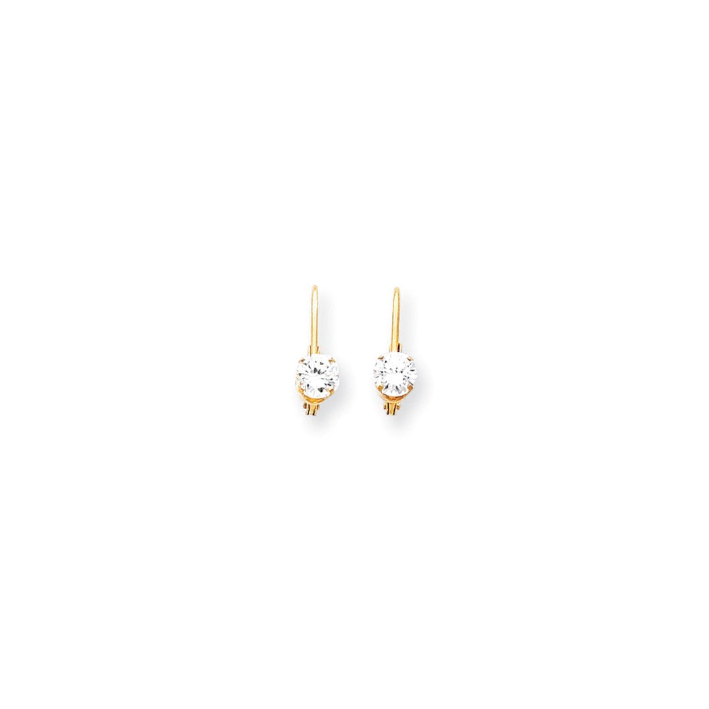 14K Gelbgold Ohrringe mit Zirkonia, 5 mm, mit Leverback-Verschluss