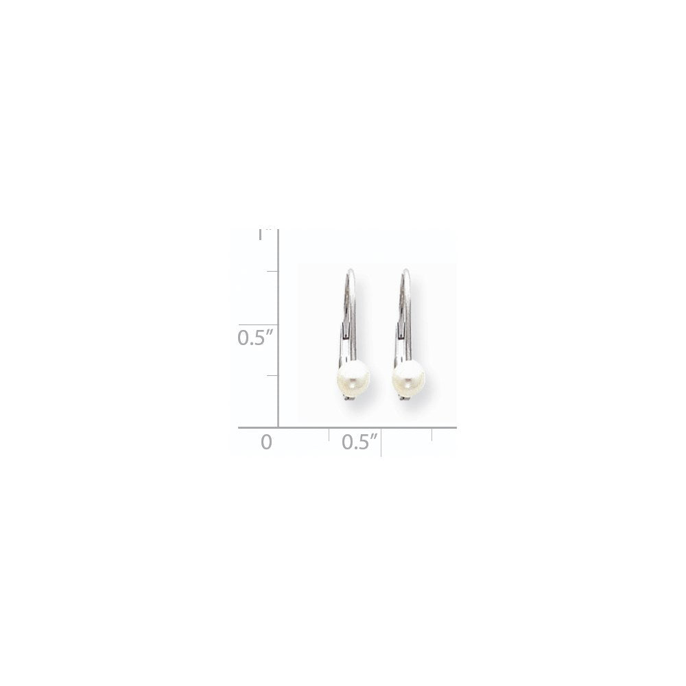 14K Weißgold Ohrhänger mit 4,5-mm-FW-Zuchtperlen und Leverback-Verschluss