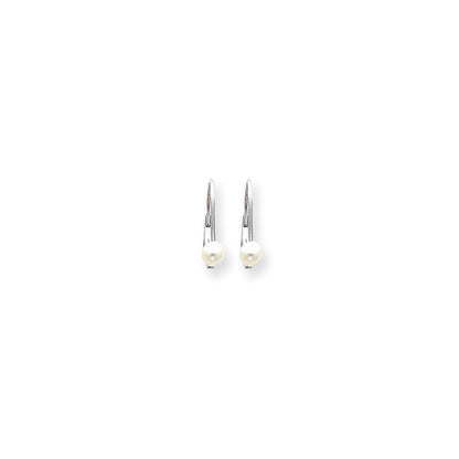 14K Weißgold Ohrhänger mit 4,5-mm-FW-Zuchtperlen und Leverback-Verschluss