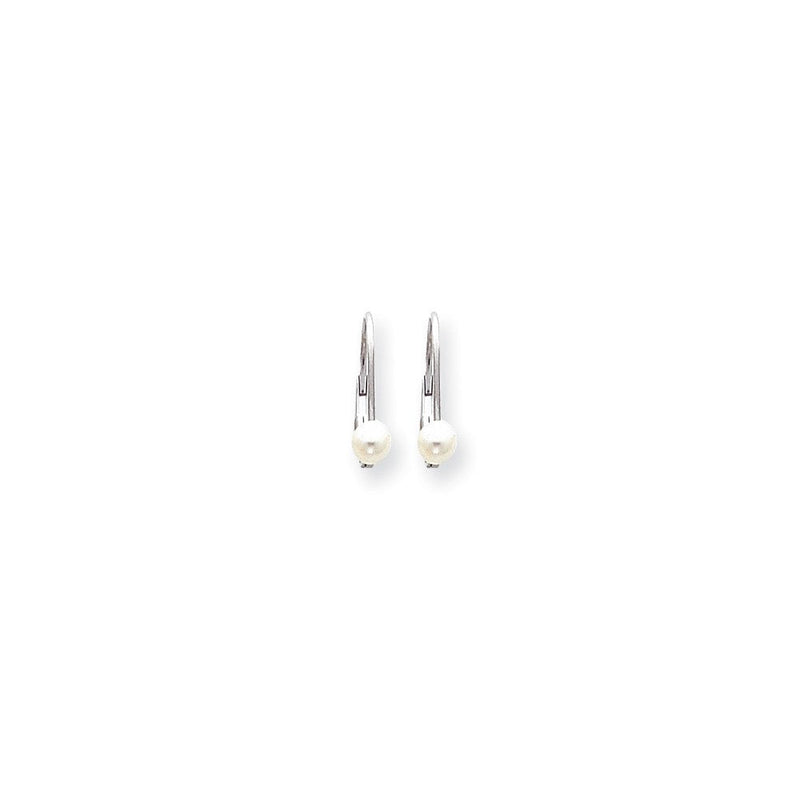 14K Weißgold Ohrhänger mit 4,5-mm-FW-Zuchtperlen und Leverback-Verschluss