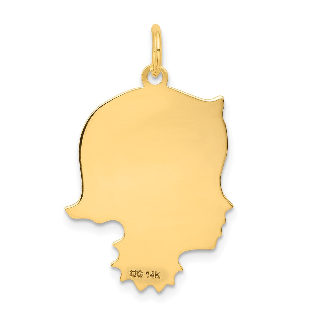 14K Gelbgold 14K.013 Depth Gravierbar Mädchen Kopf Charm