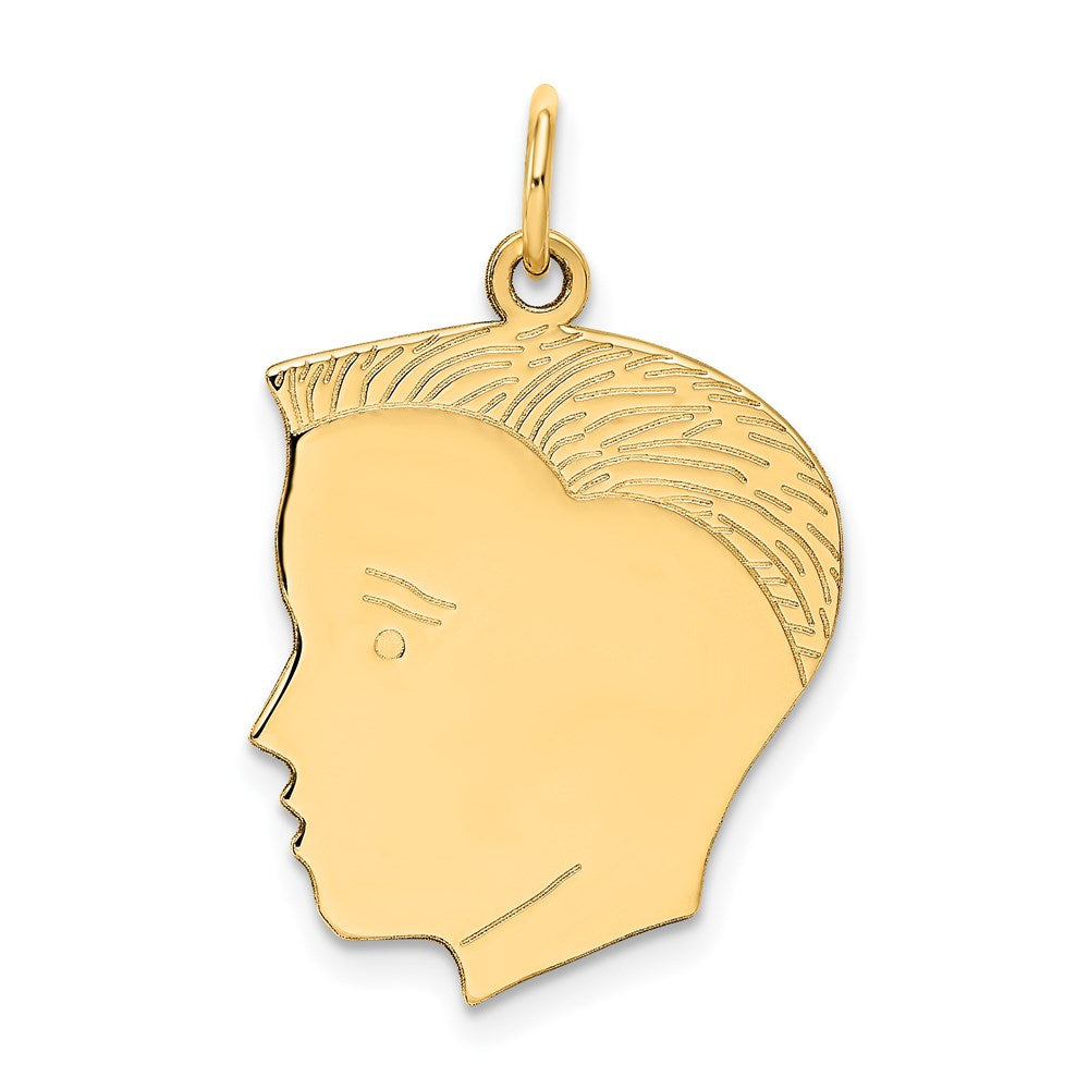 14K Gelbgold 14K.013 Depth Gravierbar Junge Kopf Charm
