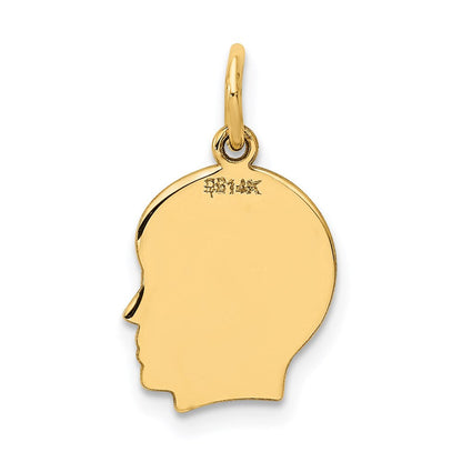 14K Gelbgold Schlicht Klein Zugewandt Right Gravierbar Junge Kopf Charm