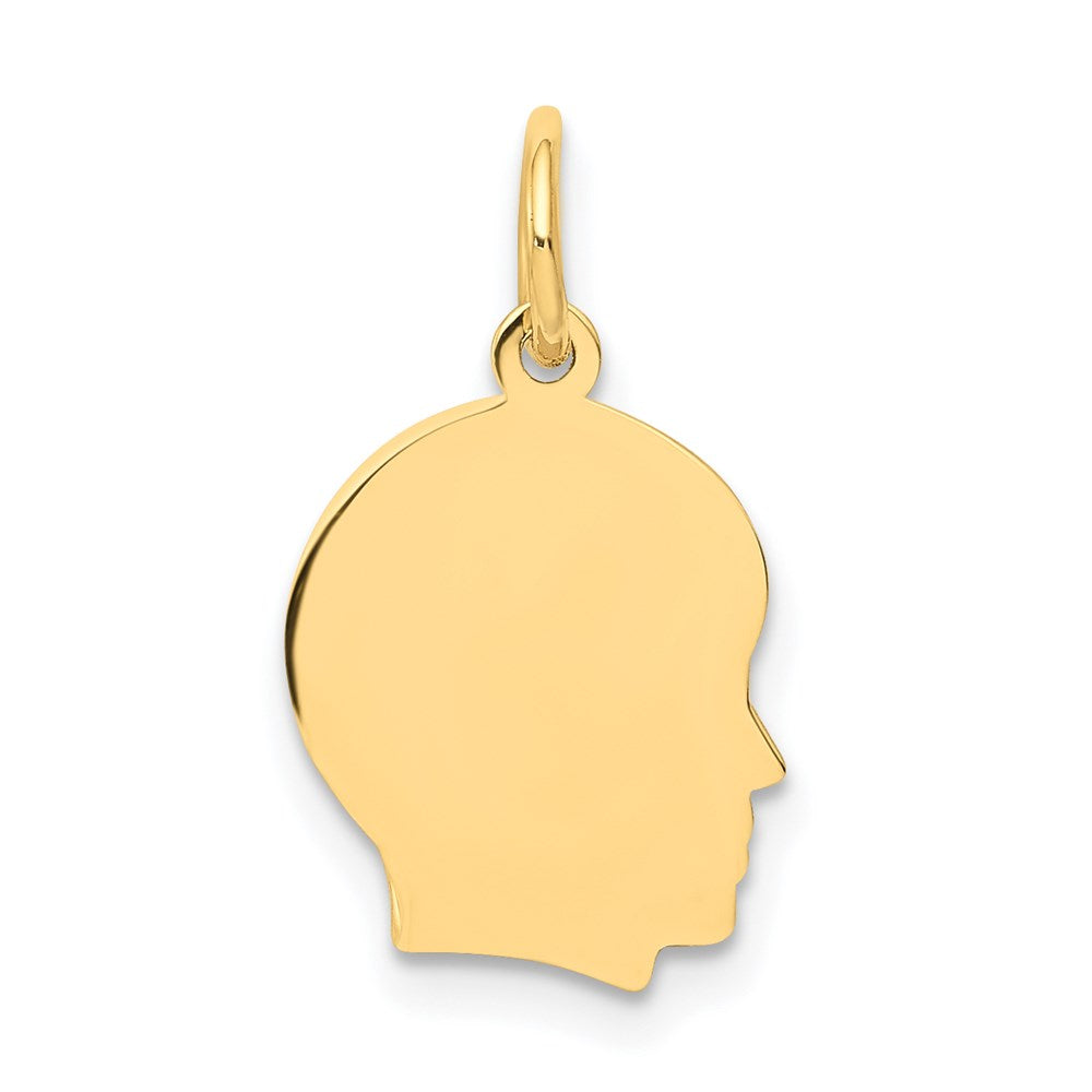 14K Gelbgold Schlicht Klein Zugewandt Right Gravierbar Junge Kopf Charm