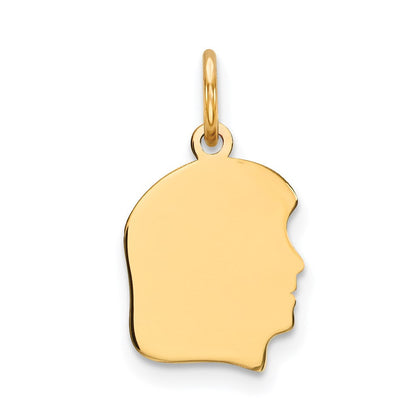 14K Gelbgold Schlicht Klein Zugewandt Right Gravierbar Mädchen Kopf Charm