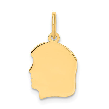 14K Gelbgold Schlicht Klein Zugewandt Left Gravierbar Mädchen Kopf Charm