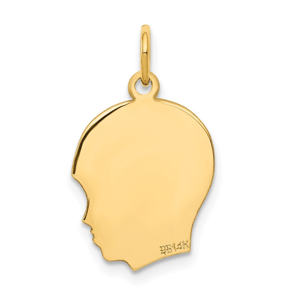 14K Gelbgold Schlicht Mittel Zugewandt Right Gravierbar Junge Kopf Charm