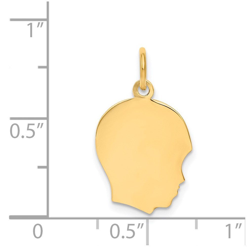 14K Gelbgold Schlicht Mittel Zugewandt Right Gravierbar Junge Kopf Charm